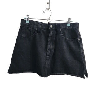 MADEWELL Washed Black McCarren Raw-Hem Jean Skirt Size 29